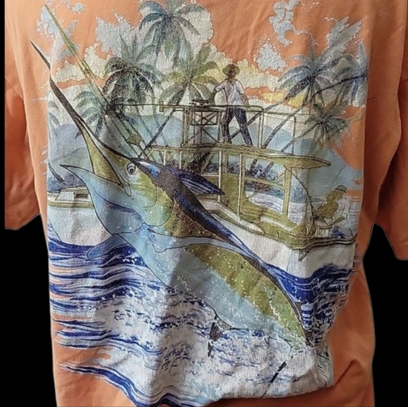 Guy Harvey Men's Peach Fishing T-Shirt - Picture 3 of 4